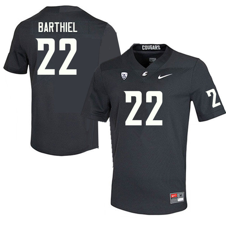 Washington State Cougars #22 Gavin Barthiel College Football Jerseys Sale-Charcoal